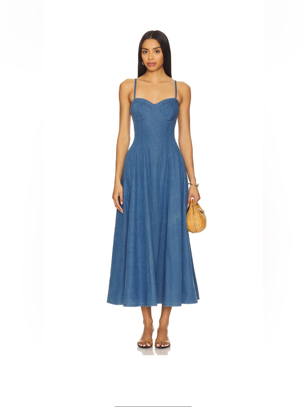 NWT Simone Midi Dress in Denim Blue